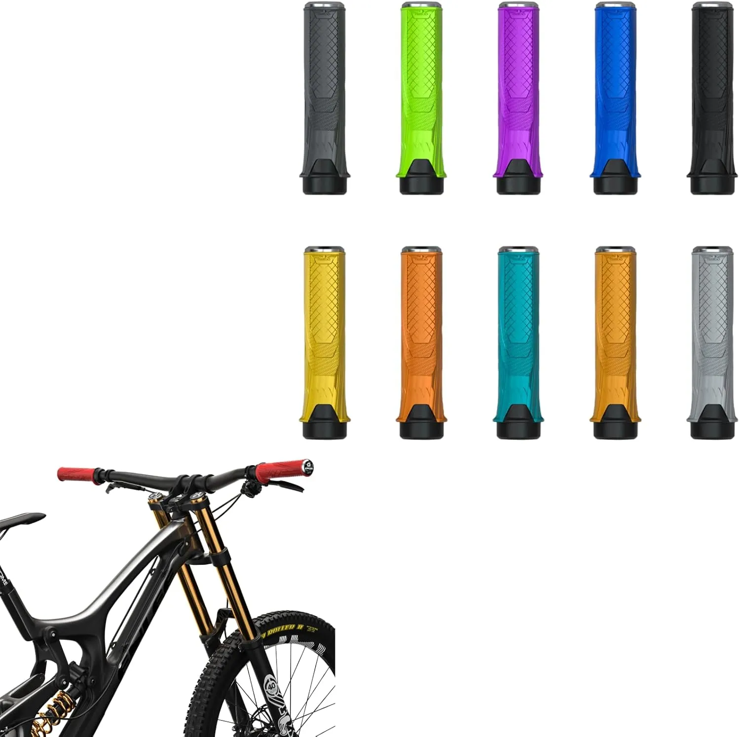 ENLEE 5.3 inches Rubber Bike Handlebar Grips, Fit 7/8 inches Single Lock Design for BMX, Mountain, MTB, Beach Cruiser, Soft Non-Slip Grip for Enhanced Cycling