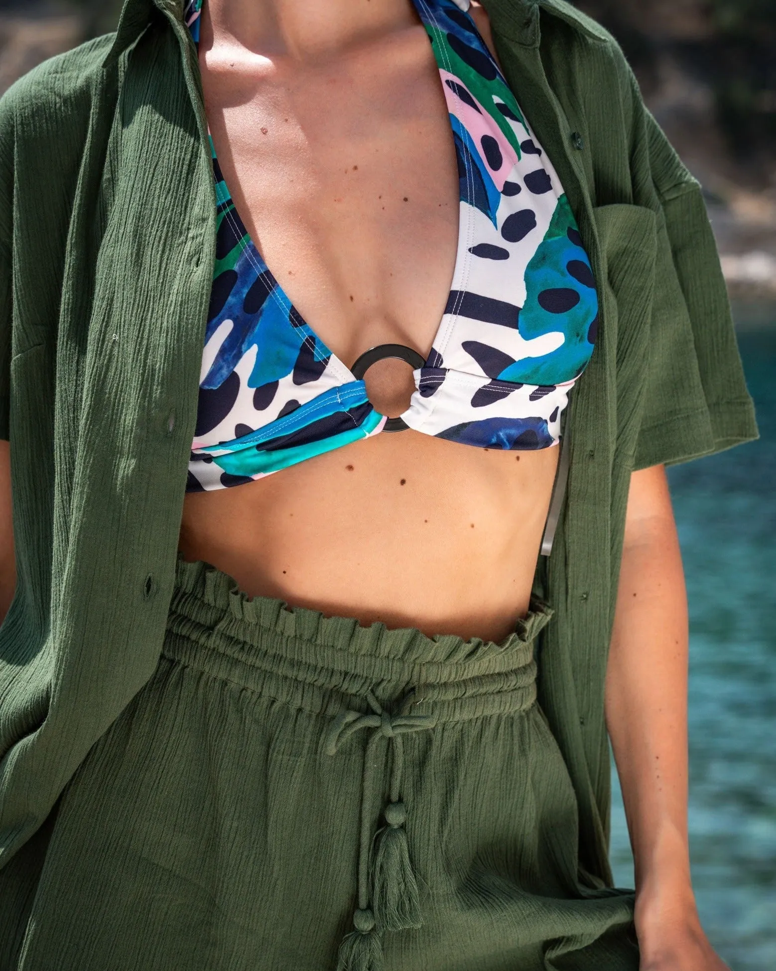 Erin Top   Ring Trim Bottom in Palm Island