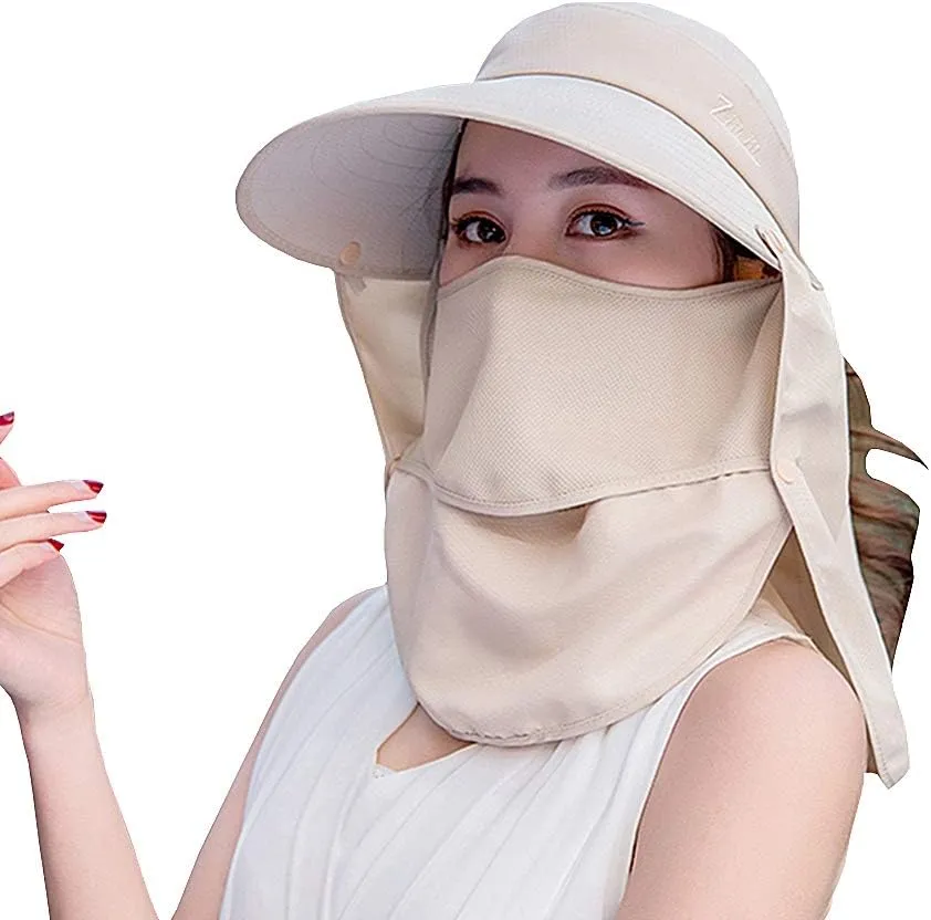 Fashion Outdoor UPF 50  UV Sun Protection Waterproof Quick Dry Breathable Face Neck Flap Cover Folding Sun Hat