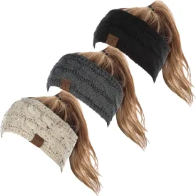 Funky Junque Cable Knit Fuzzy Lined Head Wrap and Ear Warmer