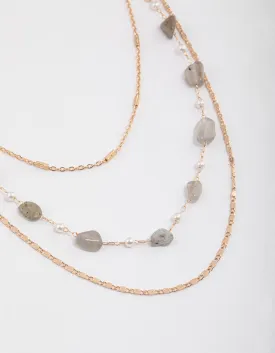 Gold Labradorite Multi Layered Necklace
