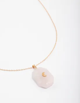 Gold Quartz Moon Necklace