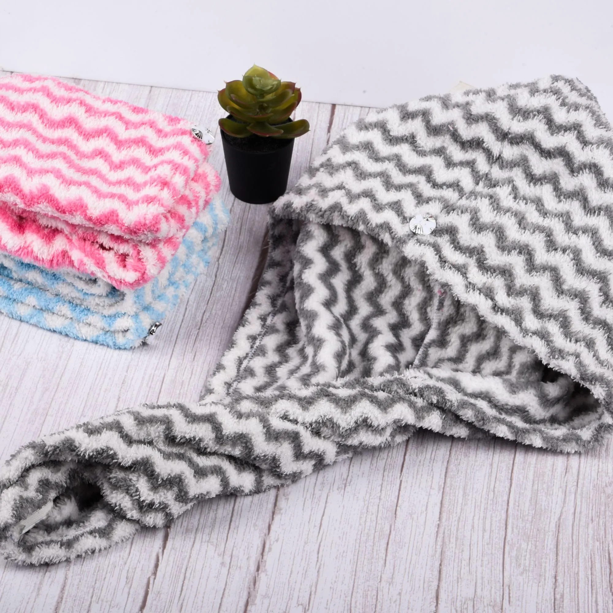 Heart Home Hair Wrapper | Hair-Drying Towel | Hair Bathrobe for Women & Girls | Hair Dry Cap Bath Towel | Microfiber Hair Turban Towel | Quick Absorbent Hair Towel | Zig Zag | Gray