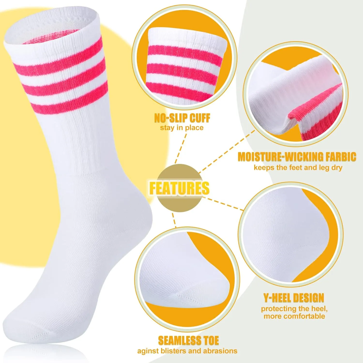 Hillban 80s Neon Sweatbands Wristband and Socks 80s Accessories for Women Men Neon Headband Workout Outfit
