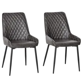 HOMCOM Retro Dining Chair Set of 2, PU Leather Upholstered Side Chairs