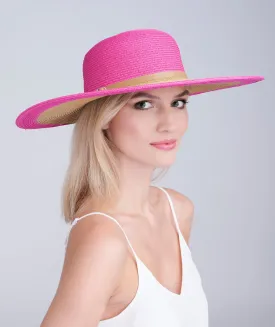 Hot Pink Wide Brim Straw Hat with UPF50 Protection