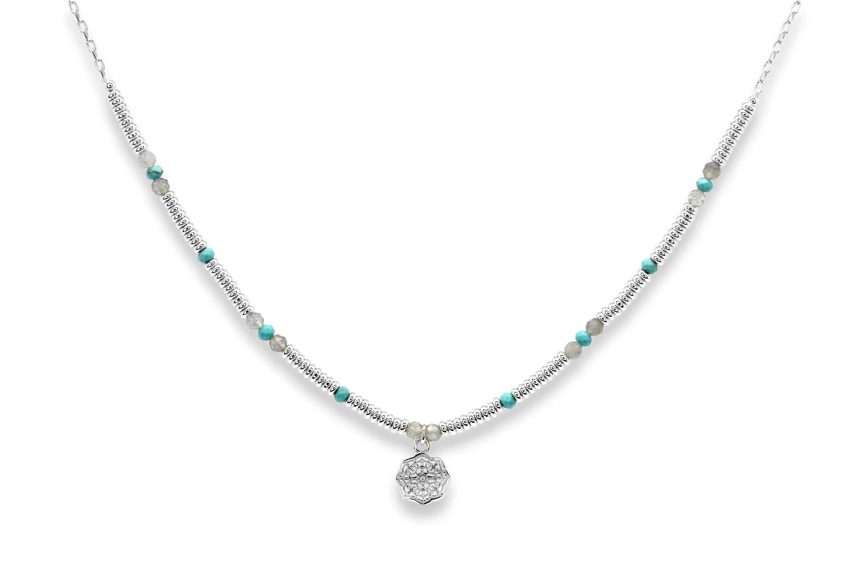 Janus Turquoise Silver Pendant Necklace