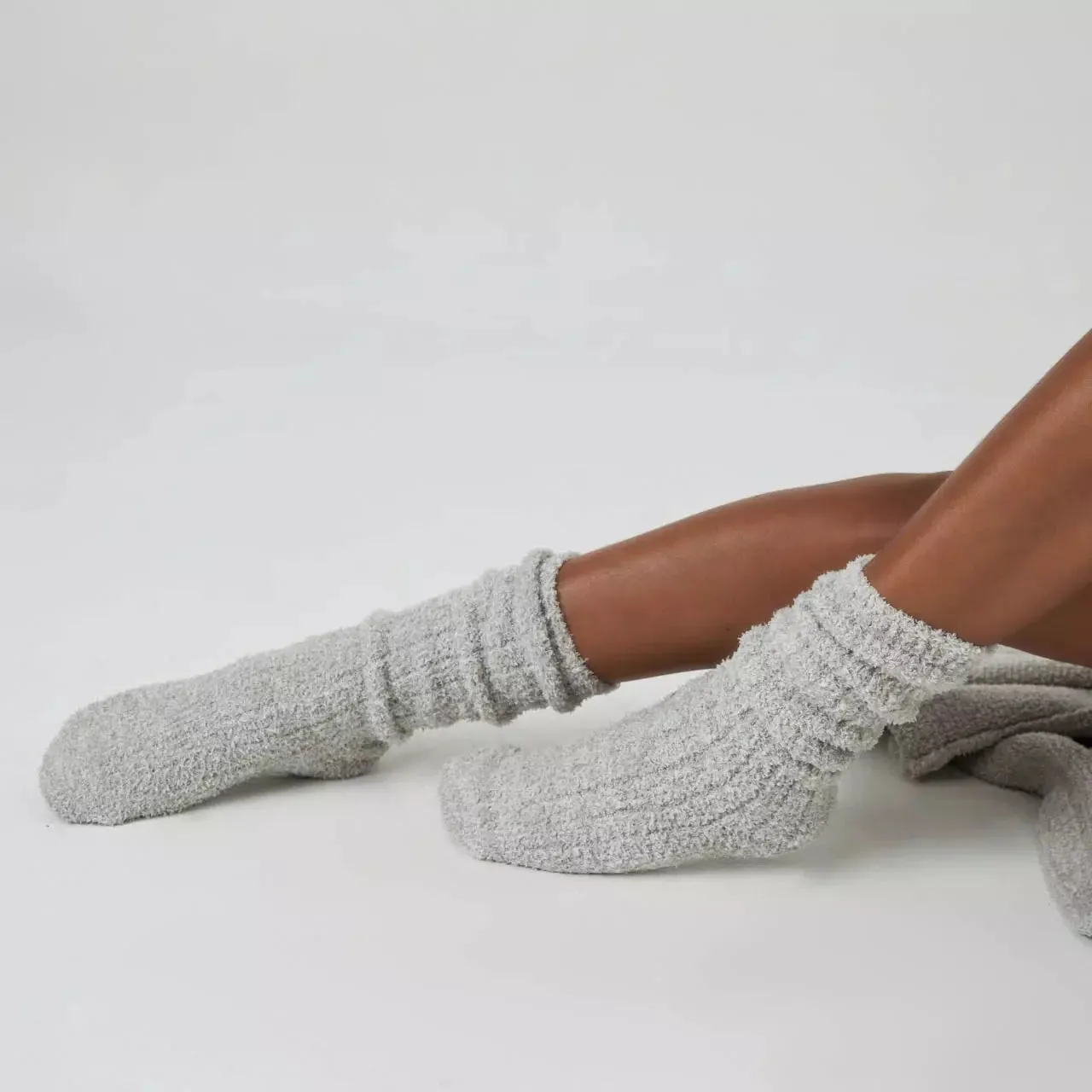 Kashwere Lounge Ultra Soft Oyster & Bone Heathered Spa Socks