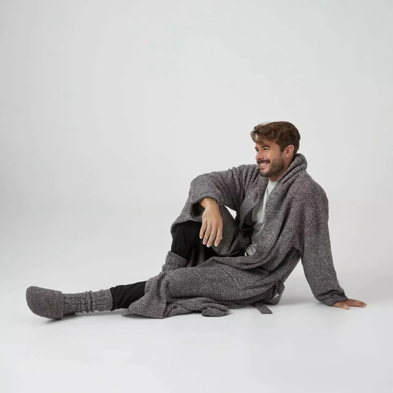 Kashwere Lounge Ultra Soft Silver Fox & Pewter Heathered Spa Socks