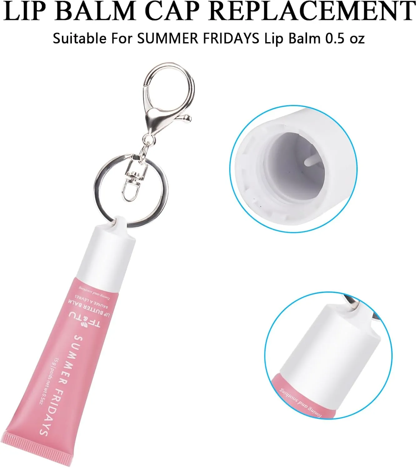 Keychain Holder for Lip Gloss Summer Fridays - Lip Balm Holder Keychain - Portable Lipgloss Case with Keyring