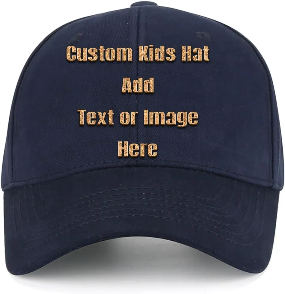 Kids Custom Hat Boys Baseball Cap with Picture Text Personalized Girls Sun-Hat Relaxed Adjustable Performance Cap for Gifts