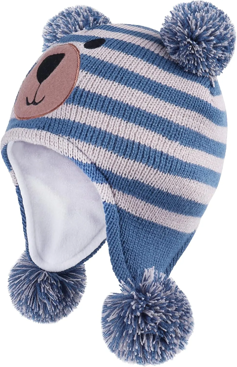 LANGZHEN Toddler Kids Infant Winter Hat,Earflap Knit Warm Cap Fleece Lined Beanie for Baby Boys Girls
