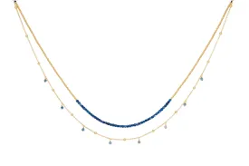 Lily Gold & Kyanite Gemstone Beaded Necklace