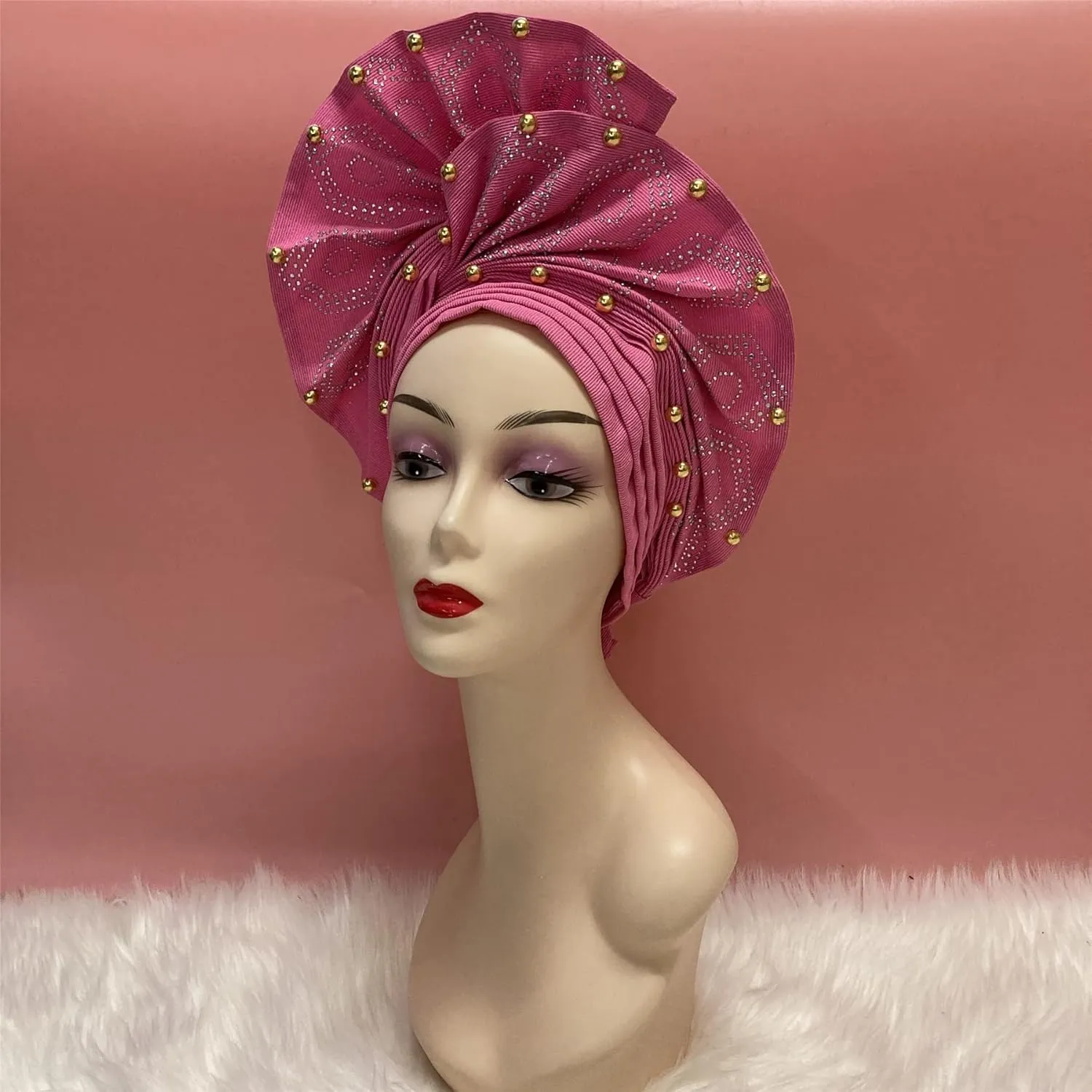 Luxury Nigerian Headtie Already Made African Headtie Women Headbands Head Wrap Headties Femme Headscarf Headgear Sewing Fabric For Party