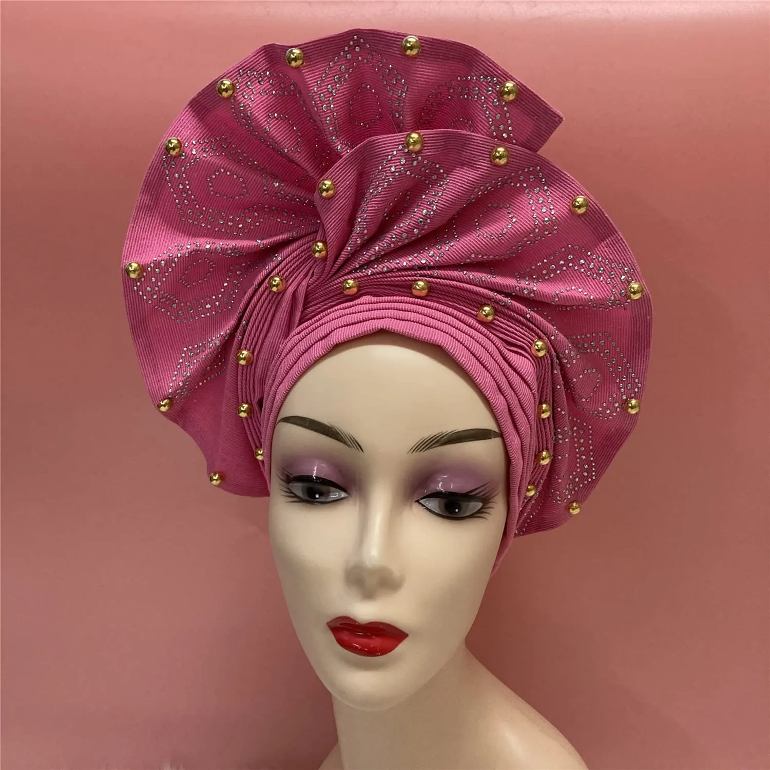 Luxury Nigerian Headtie Already Made African Headtie Women Headbands Head Wrap Headties Femme Headscarf Headgear Sewing Fabric For Party