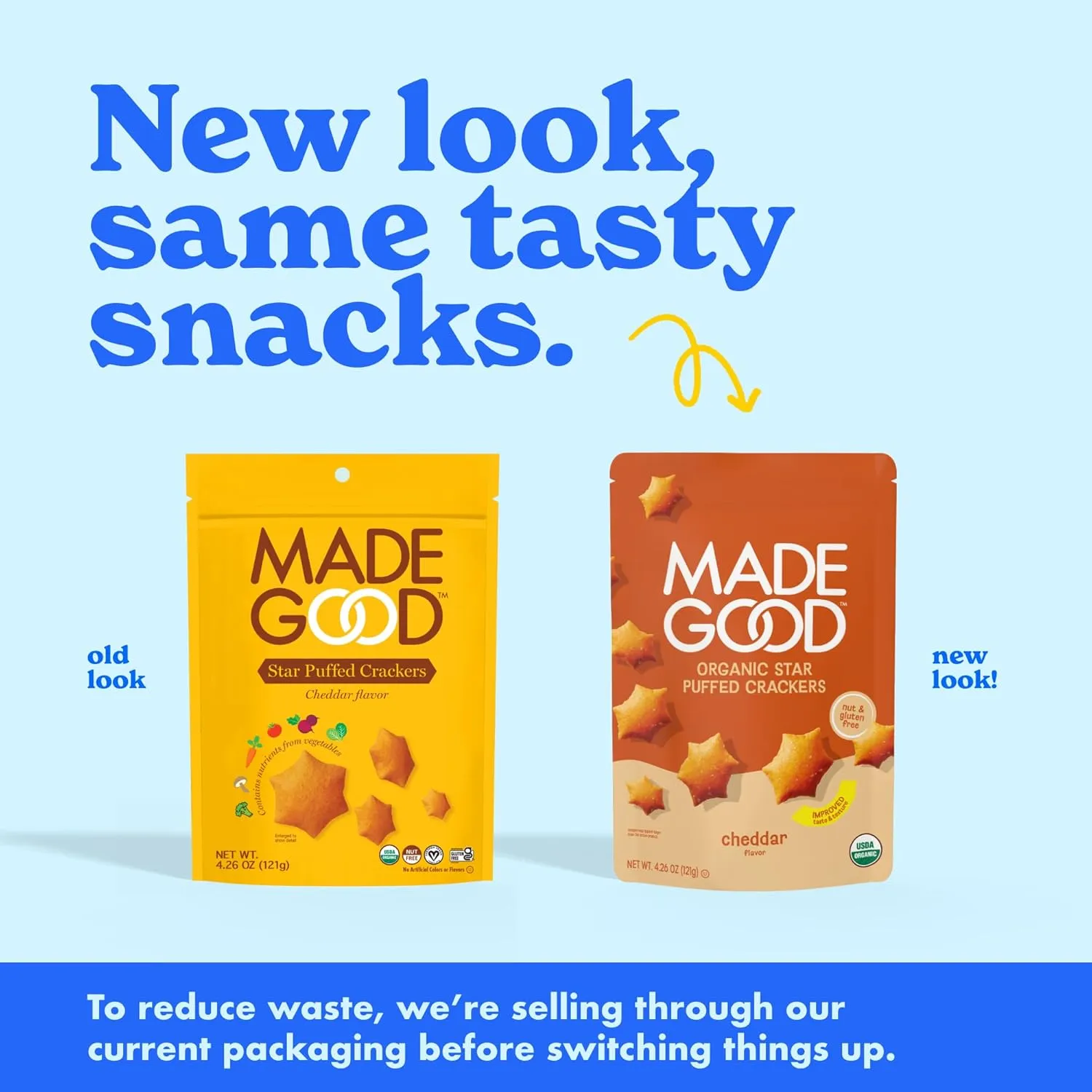 MadeGood Cheddar Star Puffed Crackers (6 Bags - 4.26 Oz Each) Gluten Free and Organic, Healthy Snacks