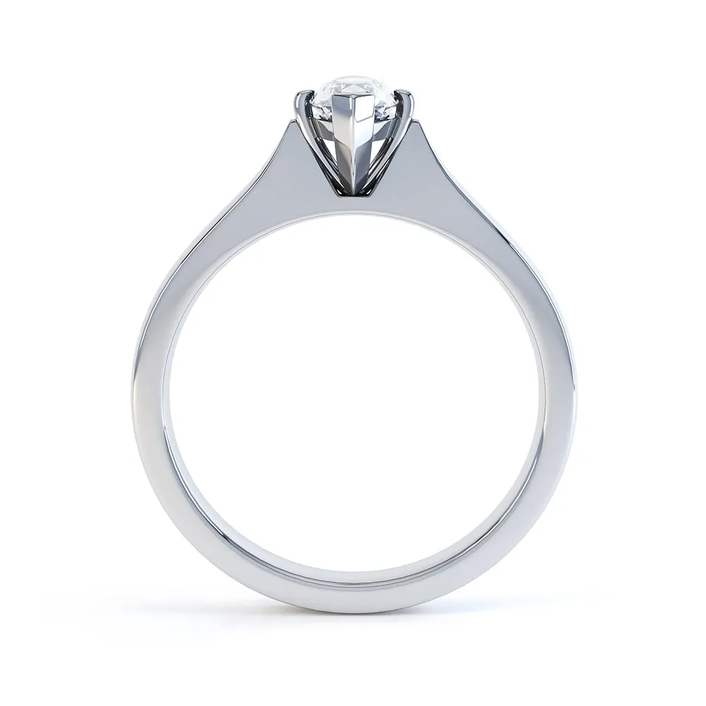 Marquise Cut Centre Stone, Two V claw, Diamond Engagement Ring with Knife Edge Shoulders