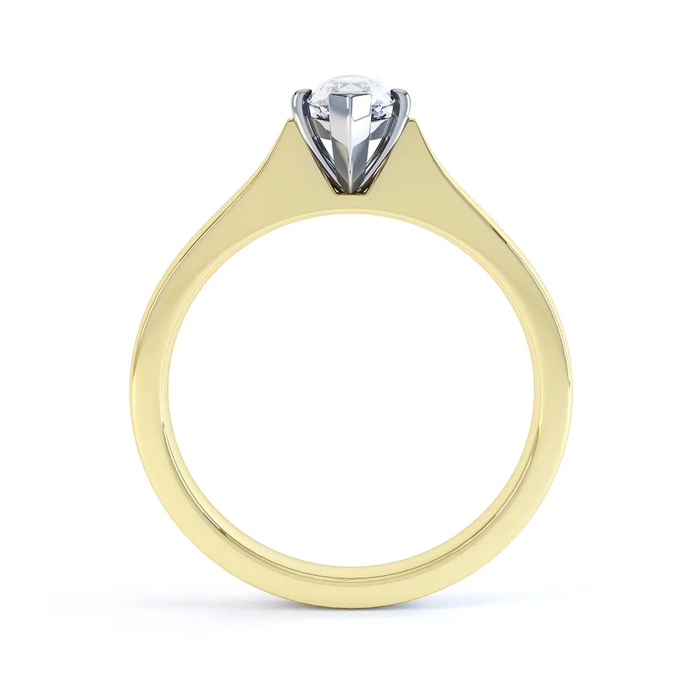 Marquise Cut Centre Stone, Two V claw, Diamond Engagement Ring with Knife Edge Shoulders