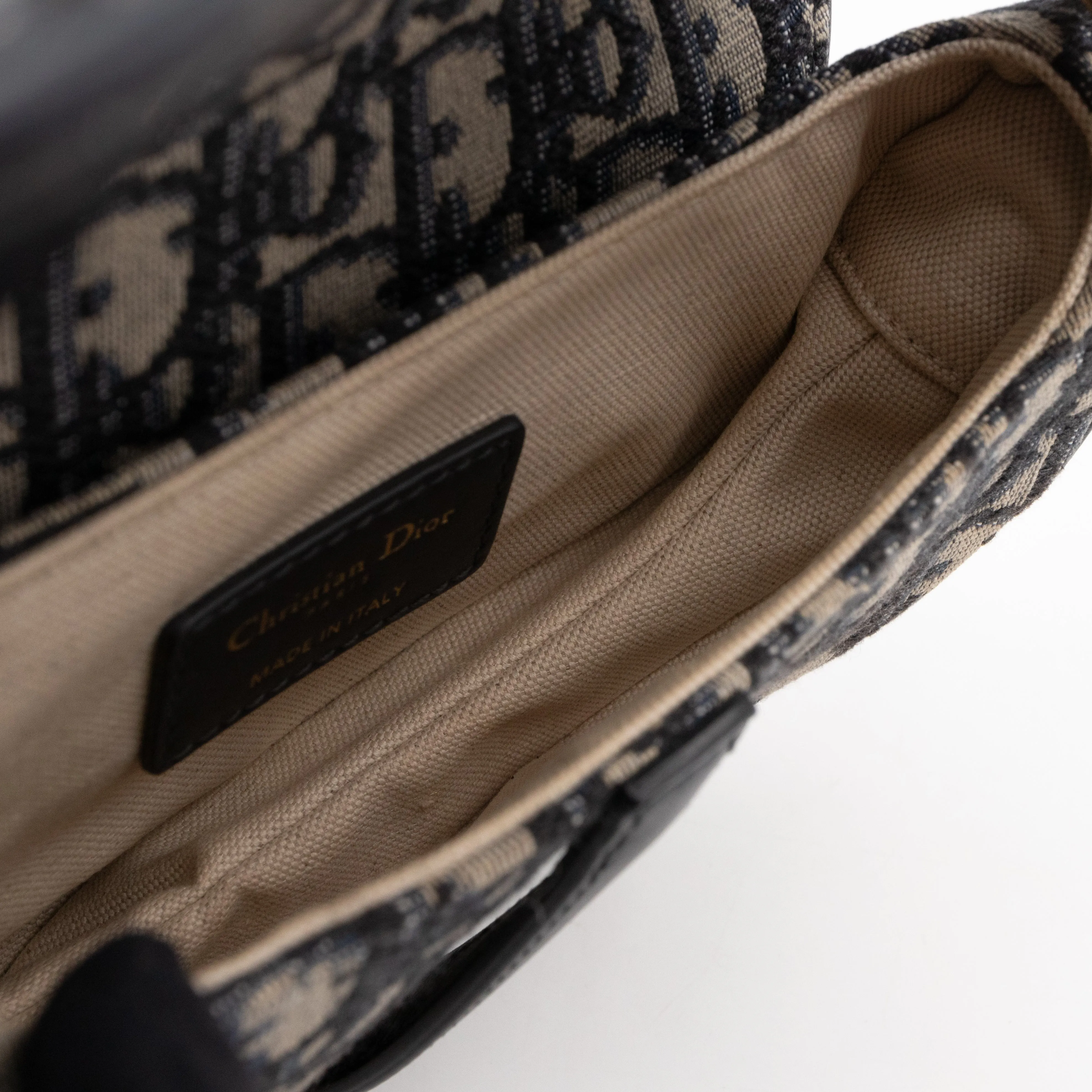 Mini Saddle Bag Blue Trendy Inspired Dior Oblique Jacquard