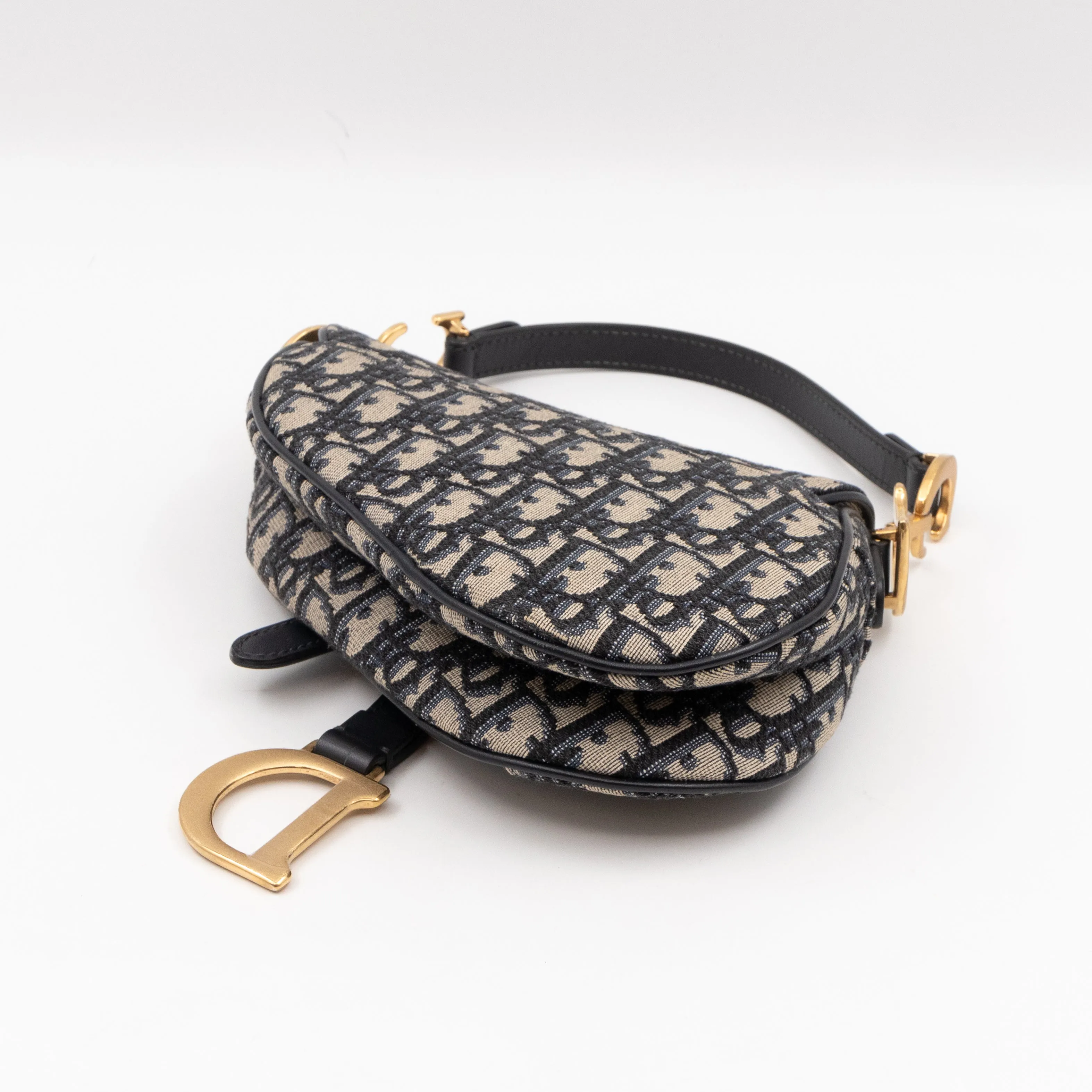 Mini Saddle Bag Blue Trendy Inspired Dior Oblique Jacquard