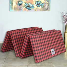 MOROFEEL 2 Inch Dual Comfort Reversible Foldable UHD Foam Single Bed Mattress (4 Fold, Red & Black, 72X35X2 inch)