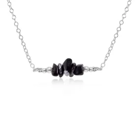 Obsidian Chip Bead Bar Necklace