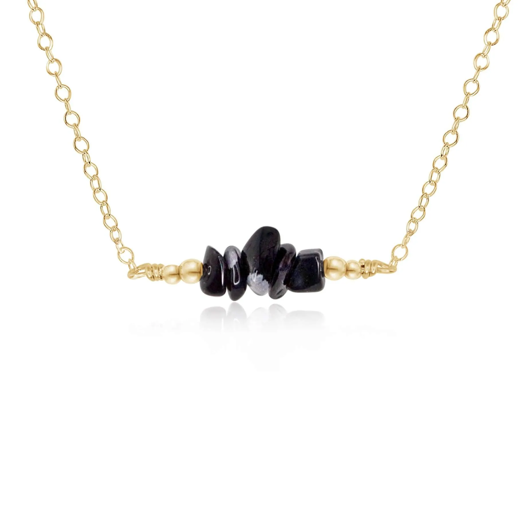 Obsidian Chip Bead Bar Necklace