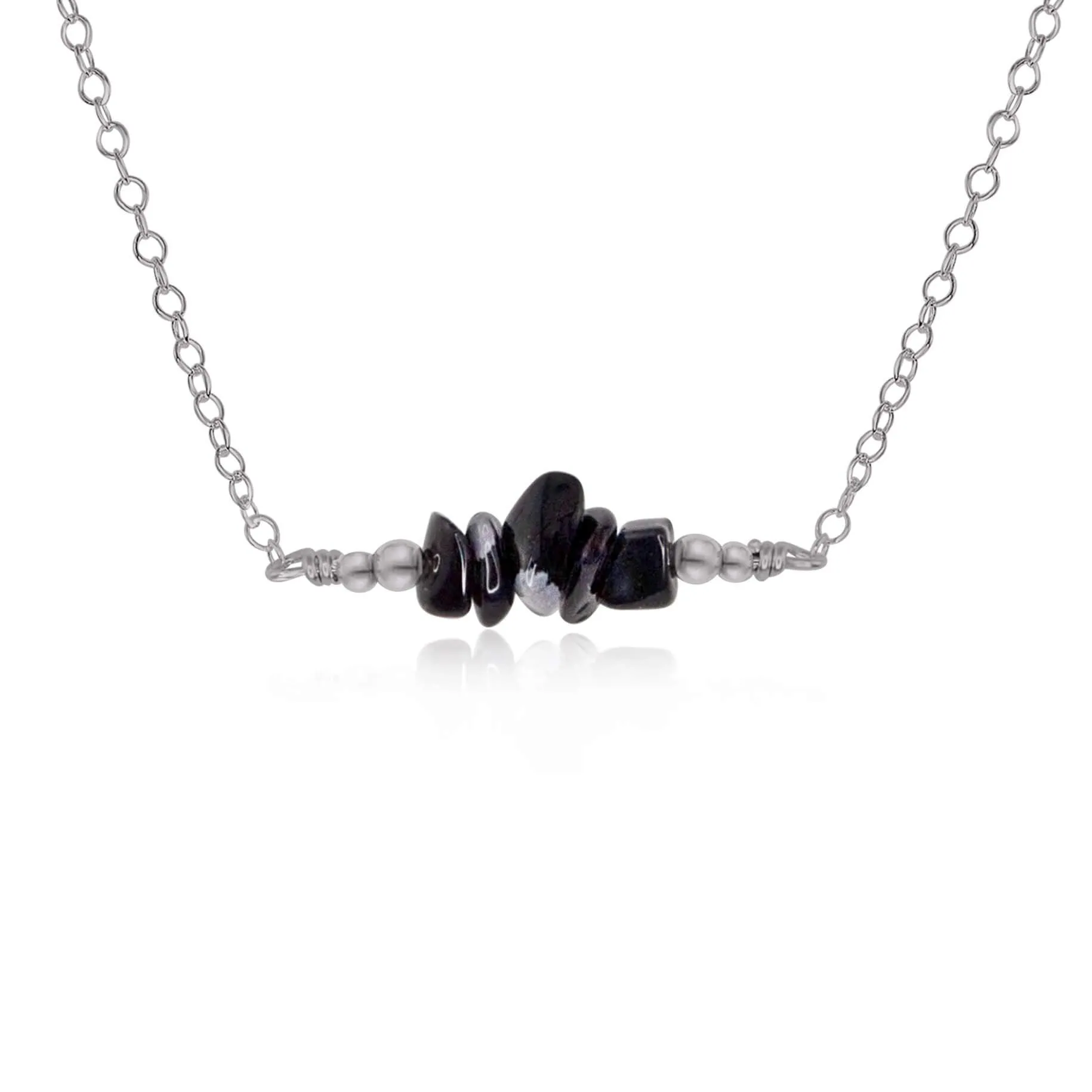 Obsidian Chip Bead Bar Necklace