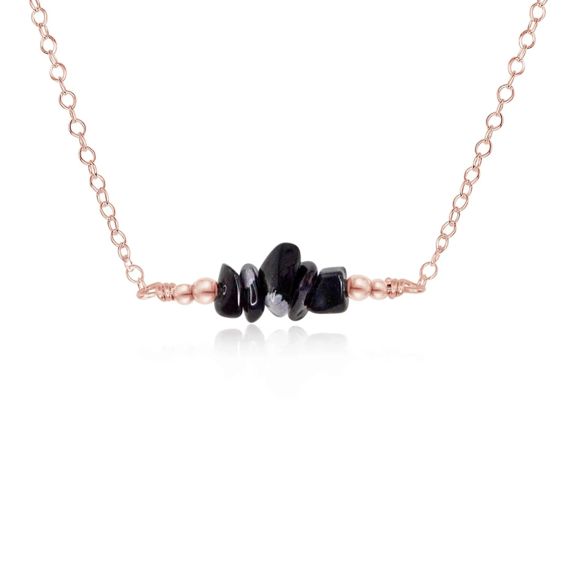 Obsidian Chip Bead Bar Necklace