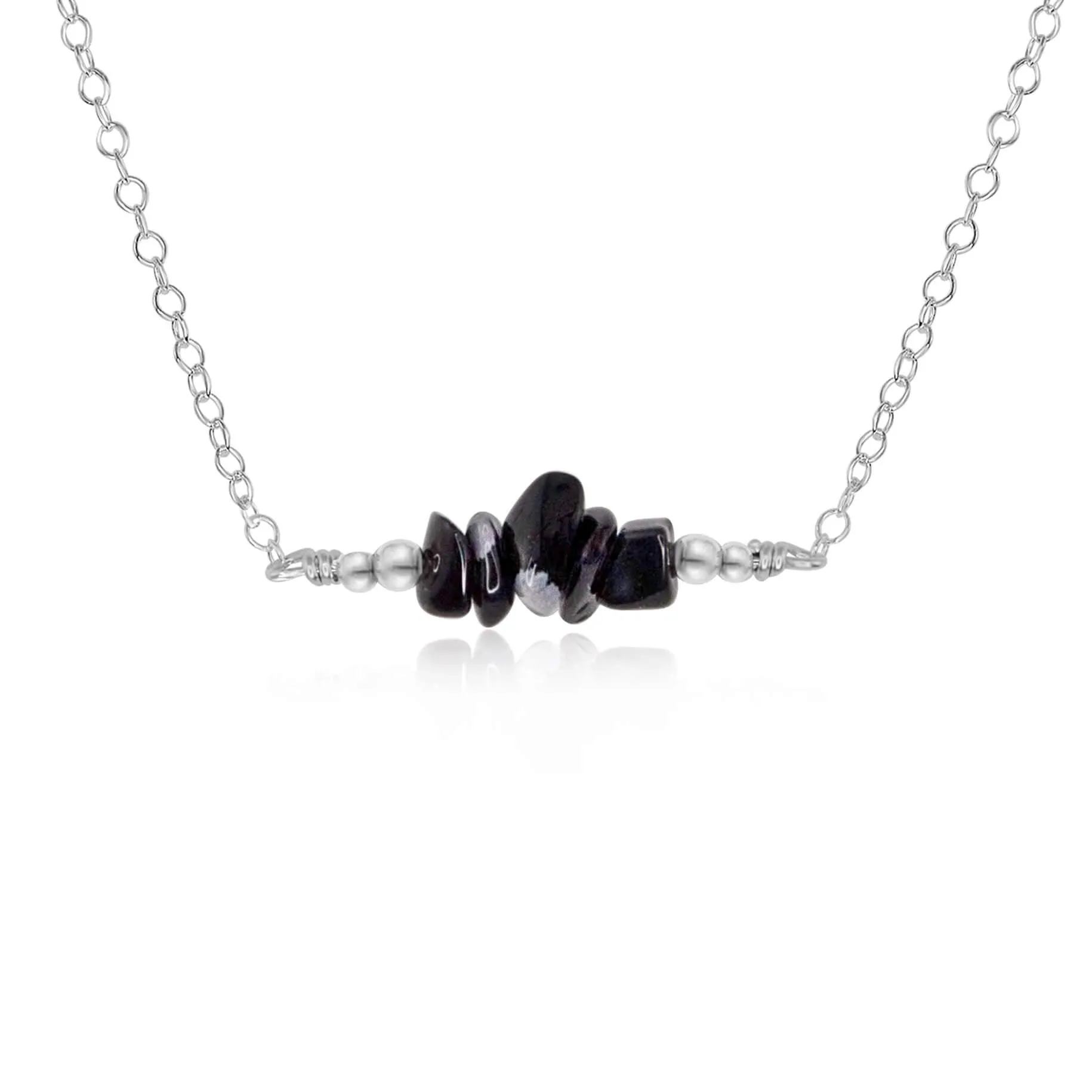 Obsidian Chip Bead Bar Necklace