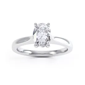 Oval Cut Centre Stone, 4 claws, Diamond Engagement Ring with Knife edge shoulders