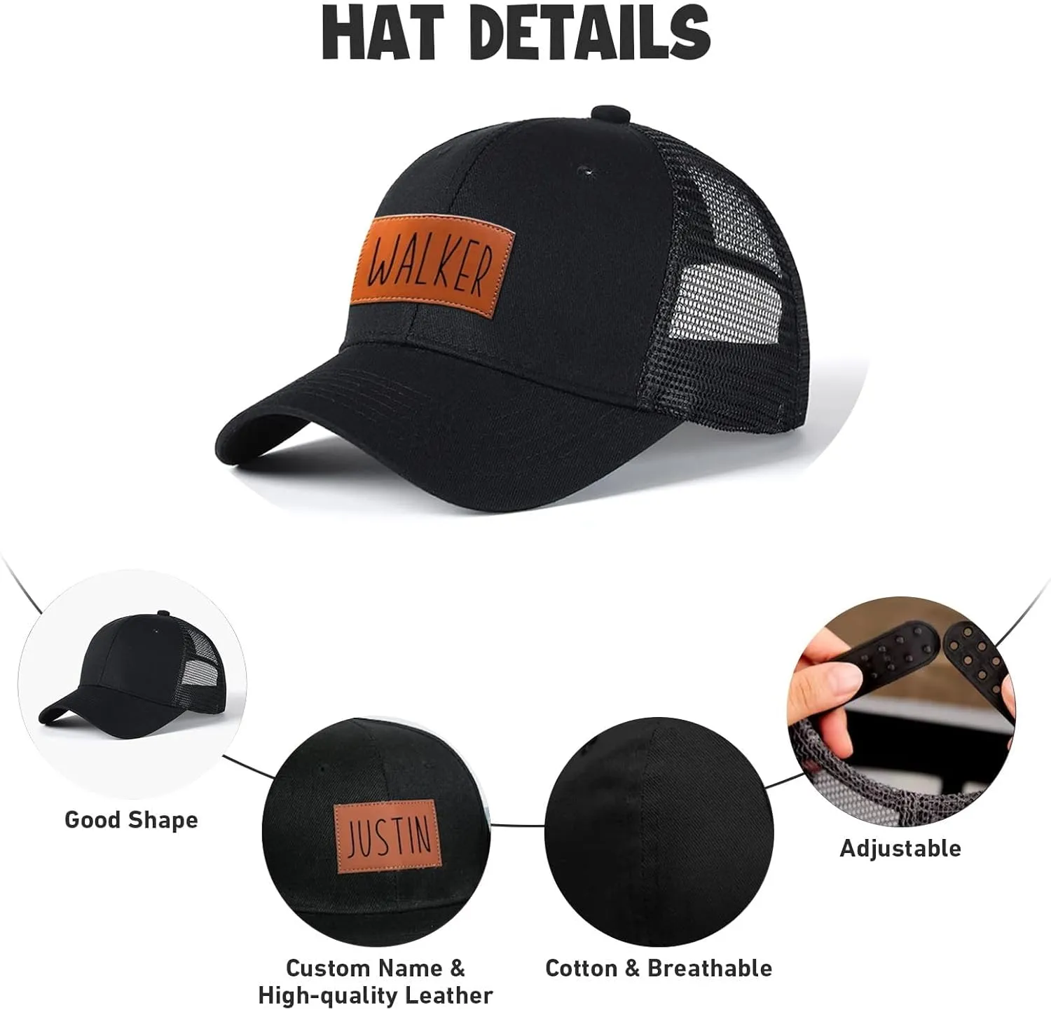 Personalized Toddler Hat: Custom Name Baseball Cap with Adjustable Snapback, Baby Gift Trucker Hat for Kids Adults