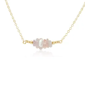 Rainbow Moonstone Chip Bead Bar Necklace