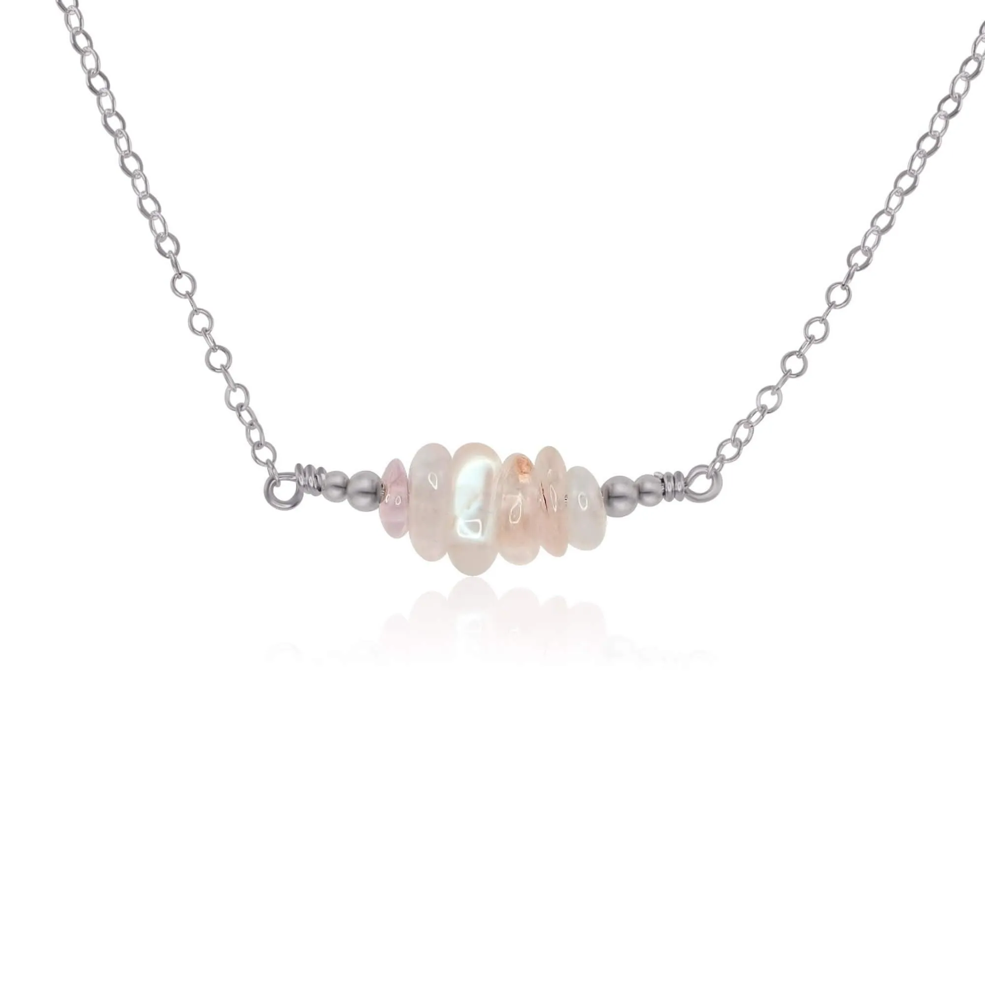 Rainbow Moonstone Chip Bead Bar Necklace