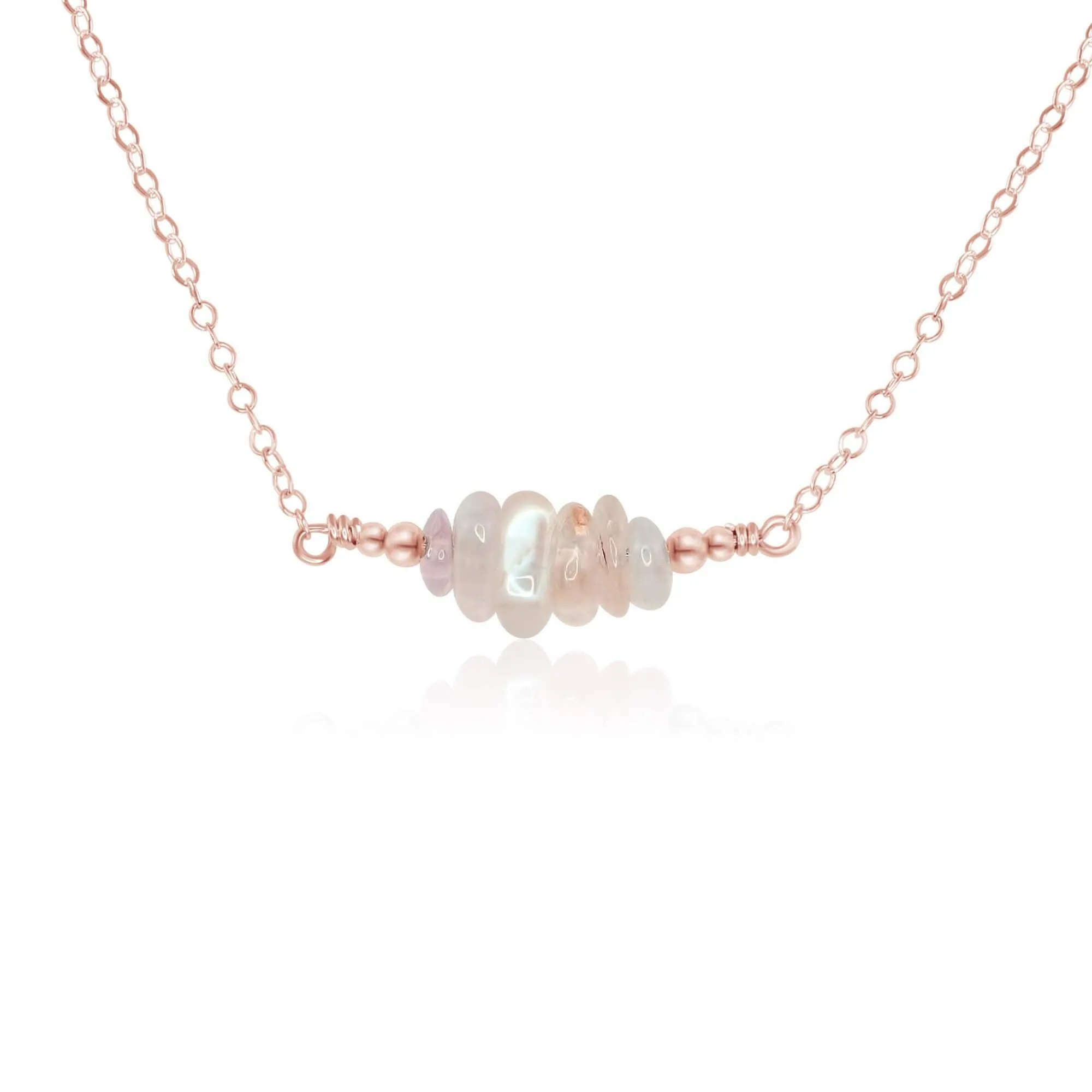 Rainbow Moonstone Chip Bead Bar Necklace