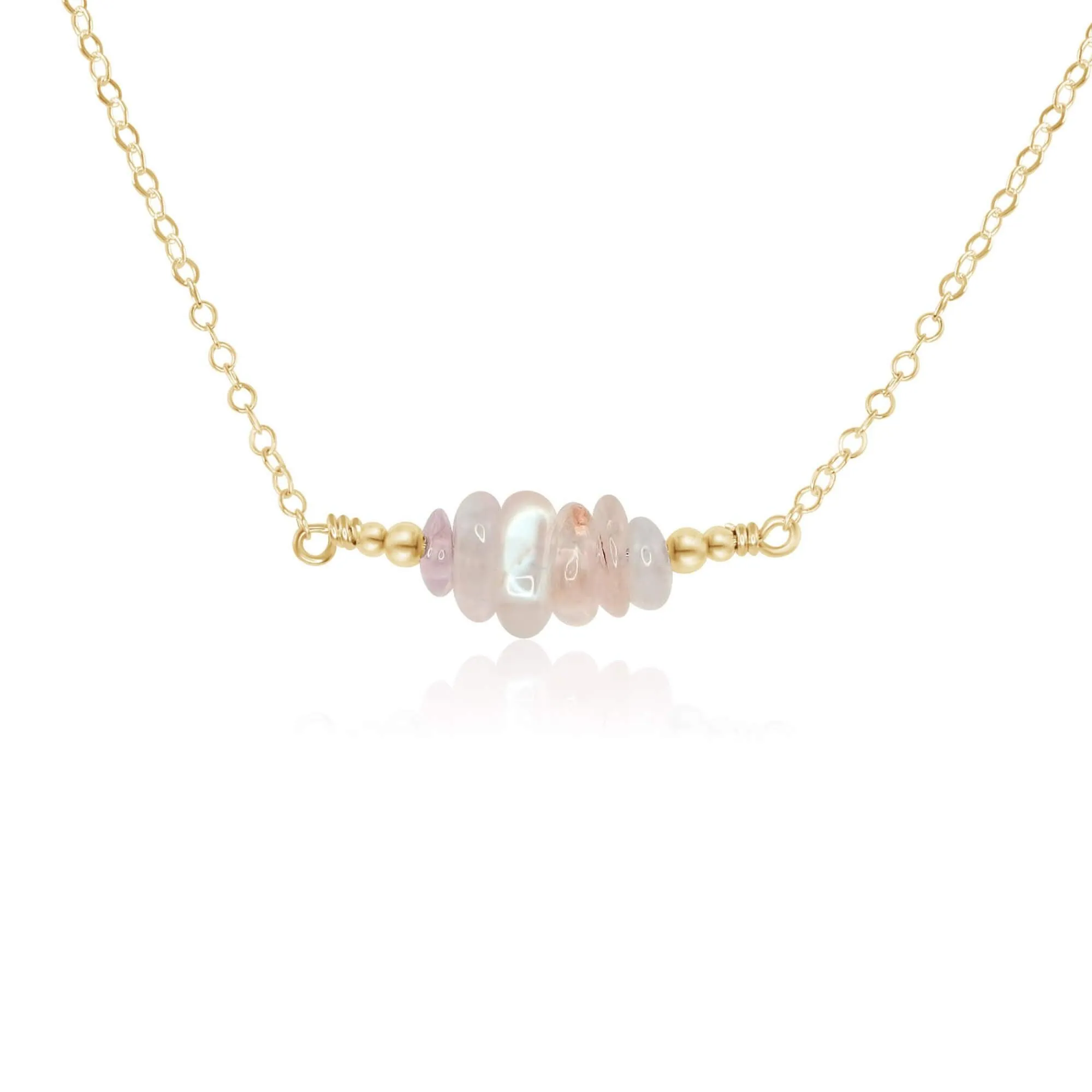Rainbow Moonstone Chip Bead Bar Necklace