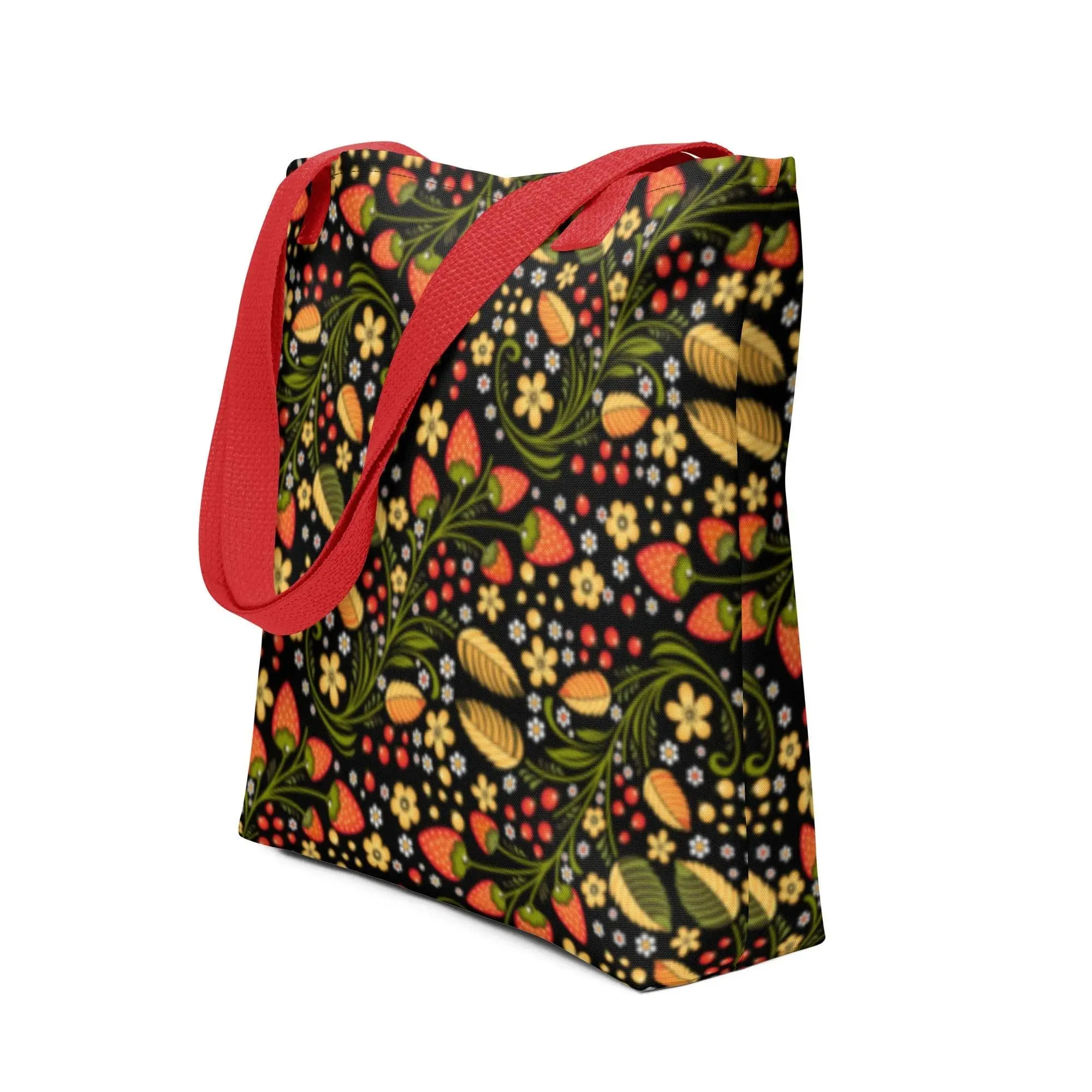 Russian Khokhloma Strawberry Tote Bag
