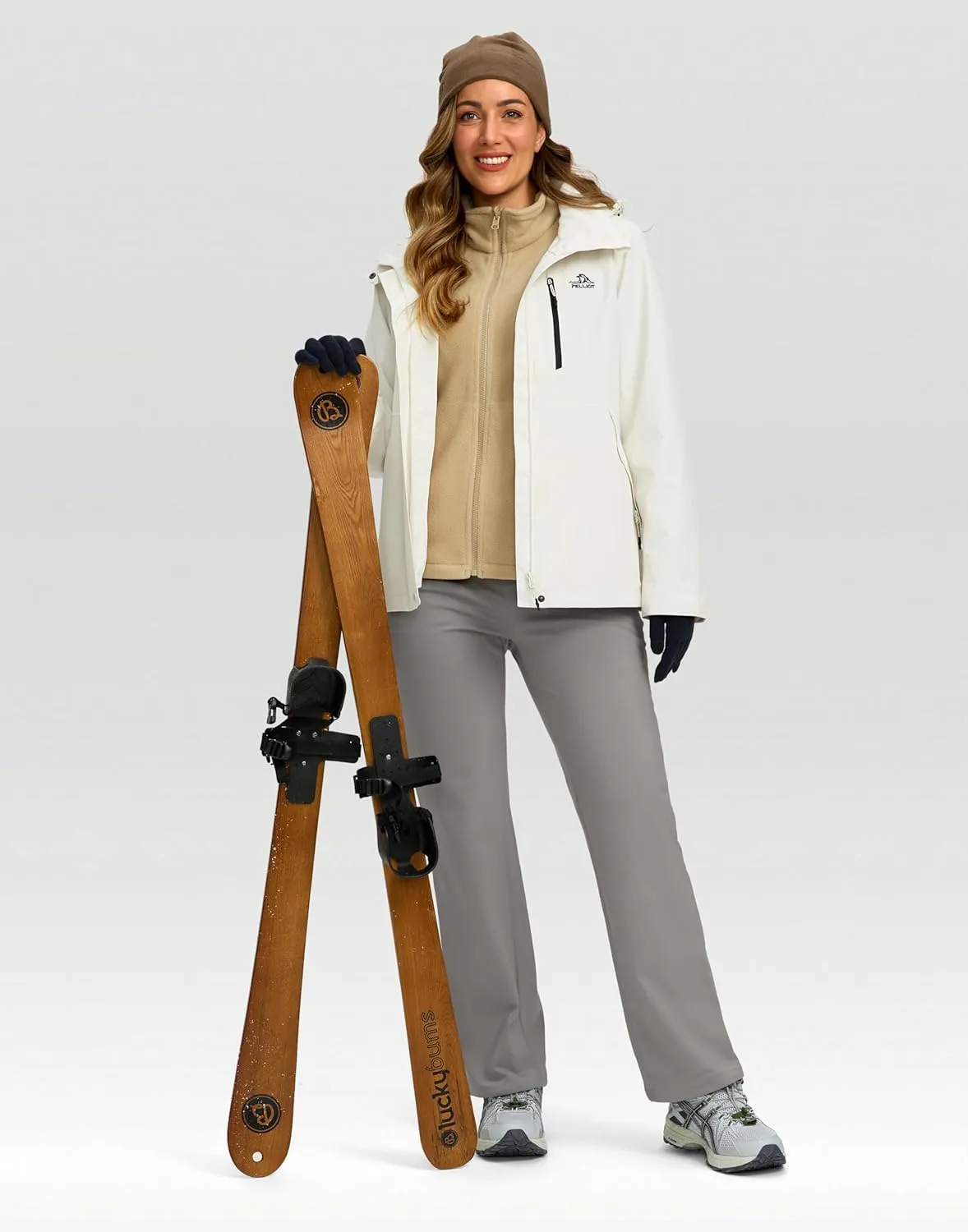 SANTINY Women's Fleece Lined Pants 29" Winter Warm Sweatpants Water Resistant Snow Ski Hiking Pants with Zipper Pockets