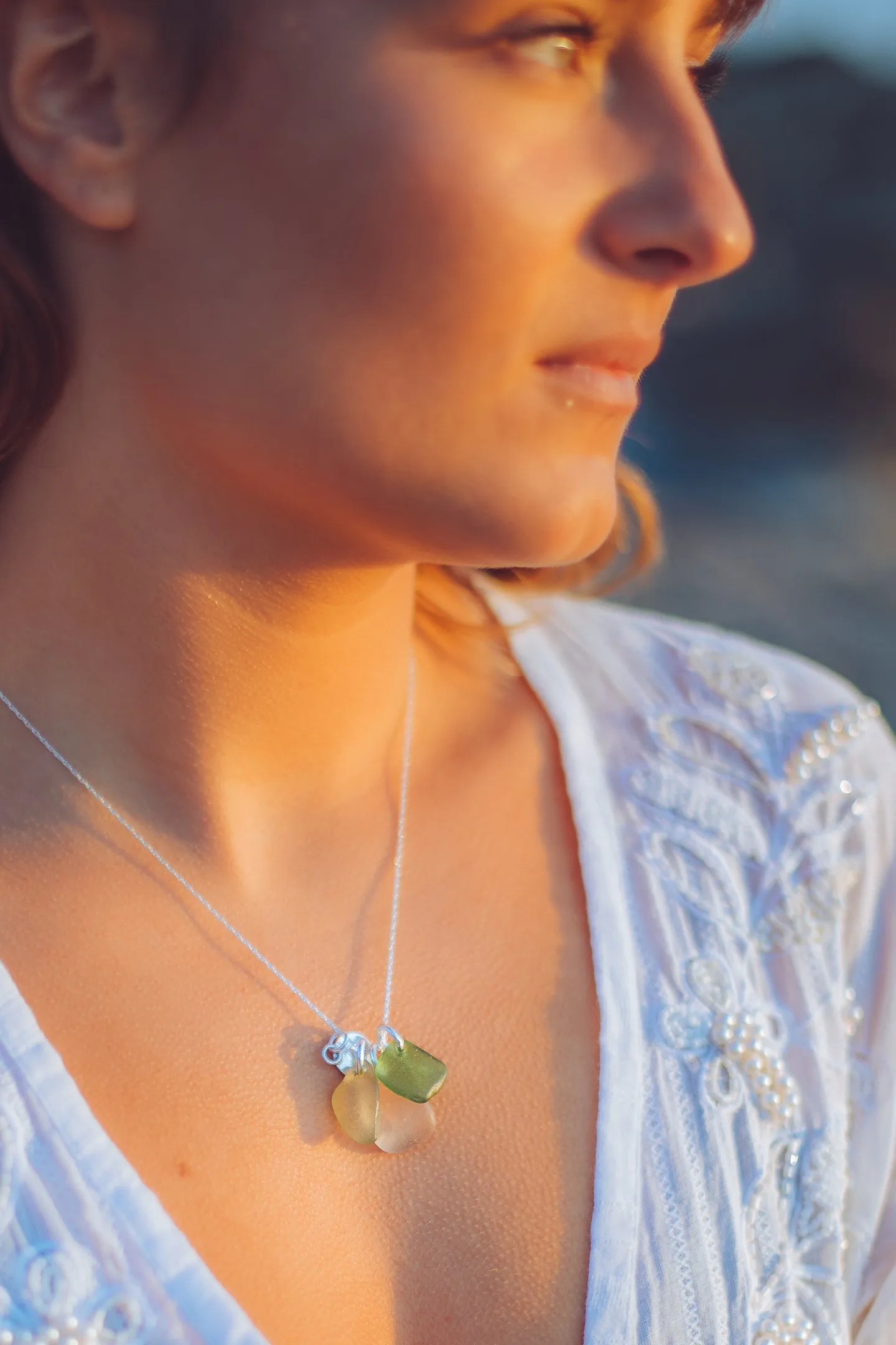 Sea Glass Cluster Necklace