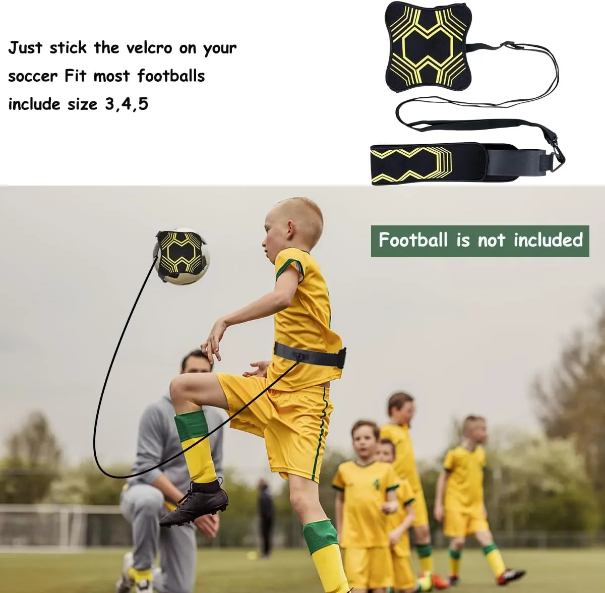 Soccer Training Equipment Solo Soccer Kick Trainer for Kids & Youth, Juggling Practice Equipment Soccer Stuff with Shin Guard&Shin Guard Sleeves Skills Improvement Gifts for Boys Girls