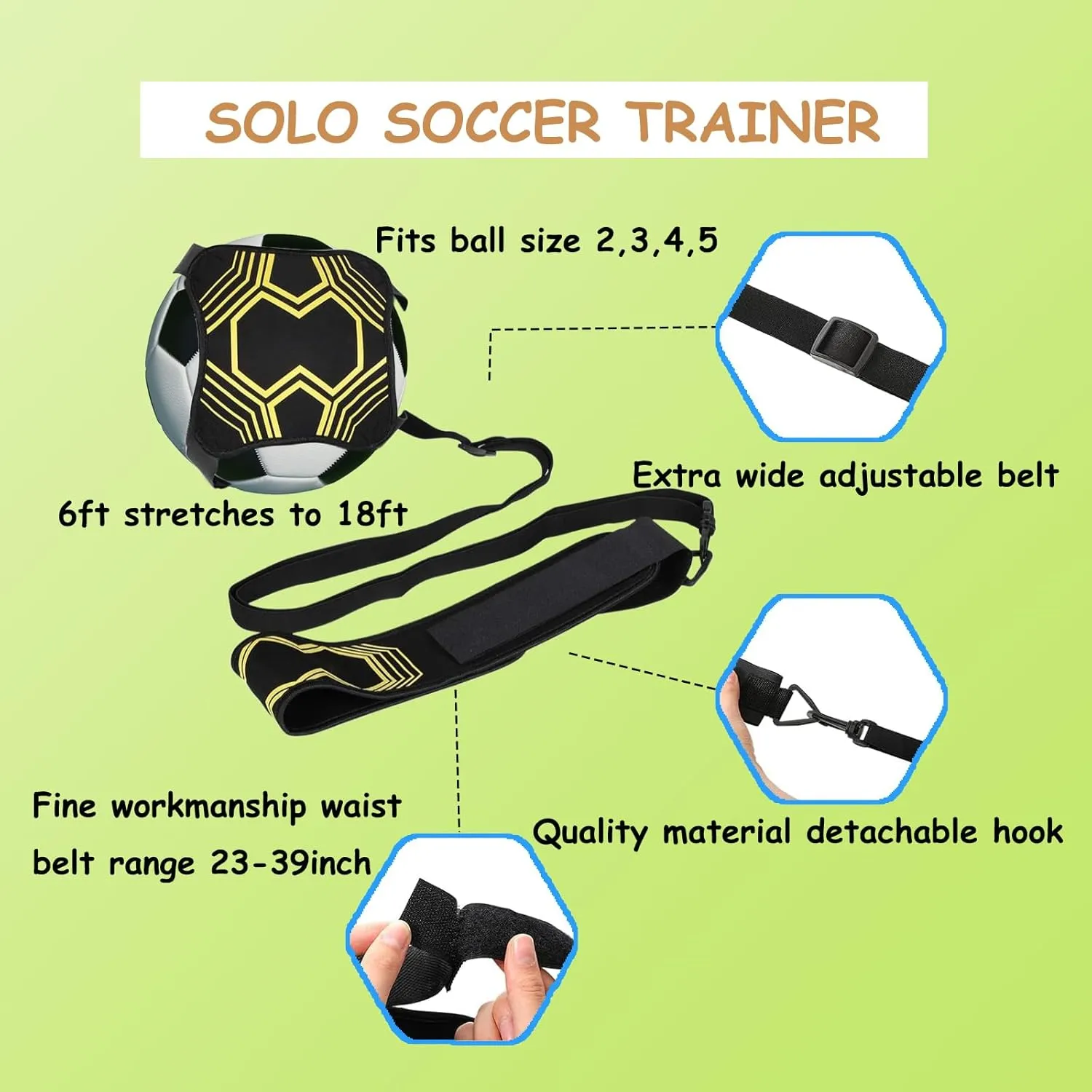 Soccer Training Equipment Solo Soccer Kick Trainer for Kids & Youth, Juggling Practice Equipment Soccer Stuff with Shin Guard&Shin Guard Sleeves Skills Improvement Gifts for Boys Girls