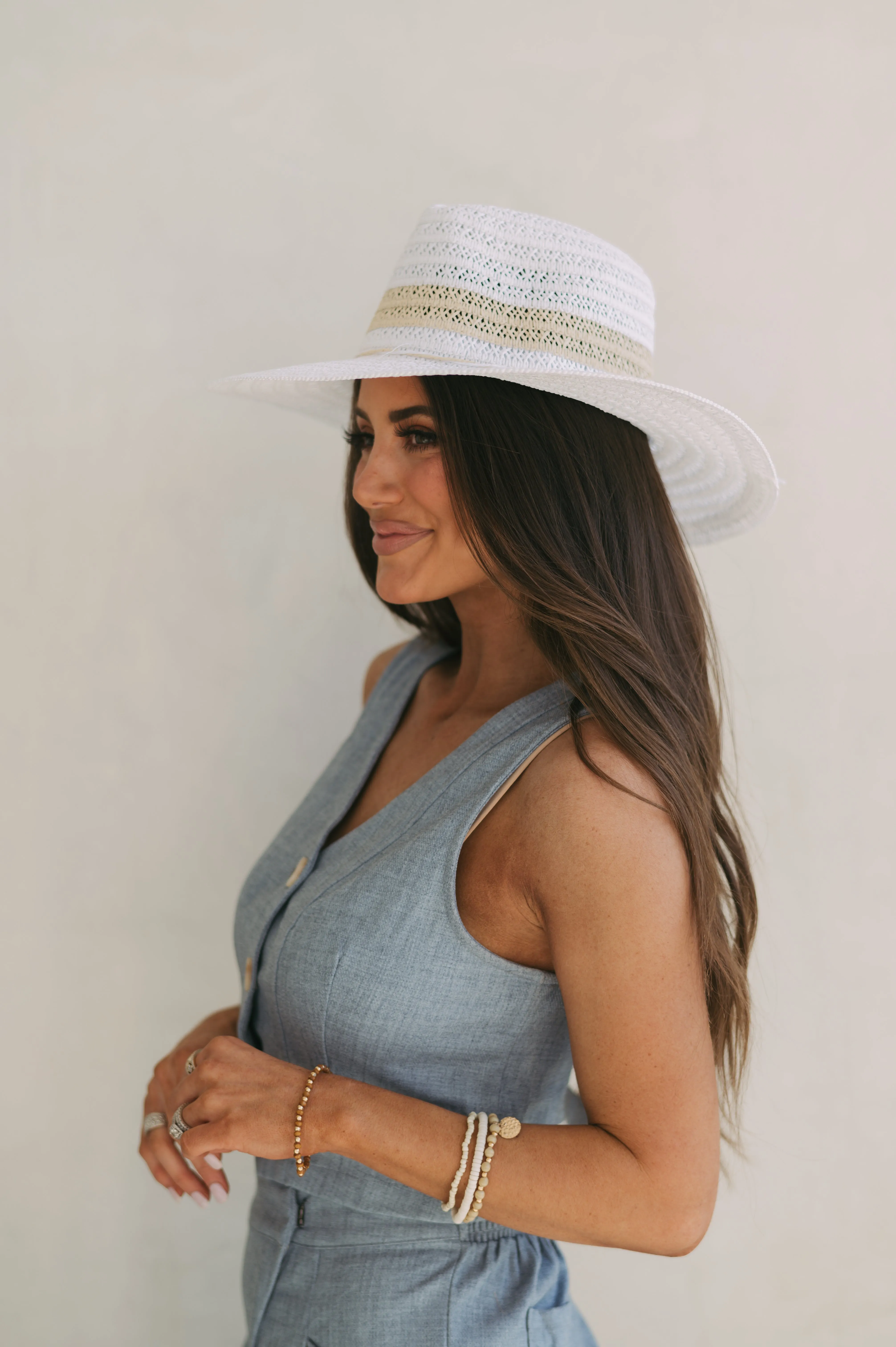Straw Braided Sun Hat-White