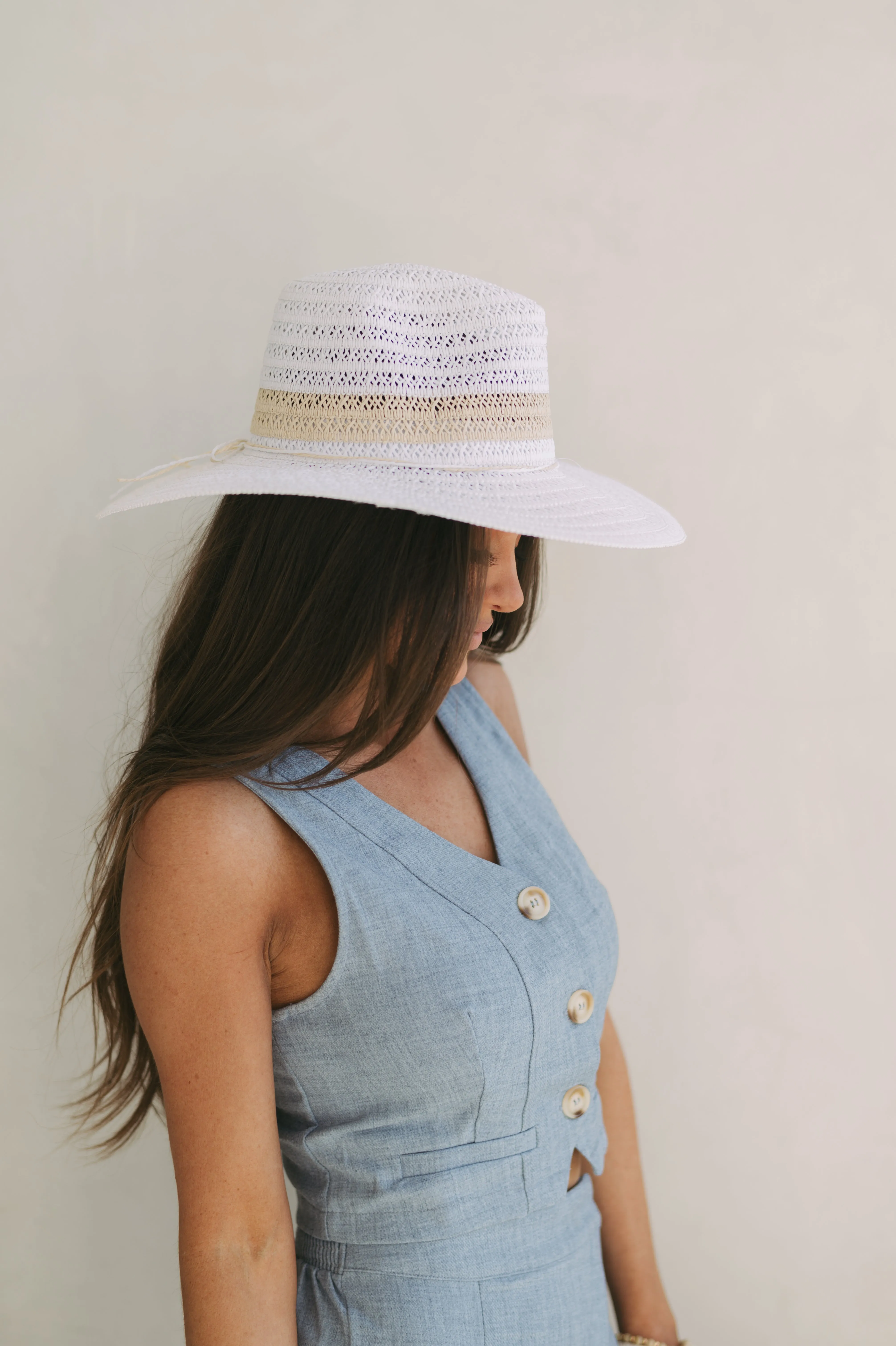 Straw Braided Sun Hat-White