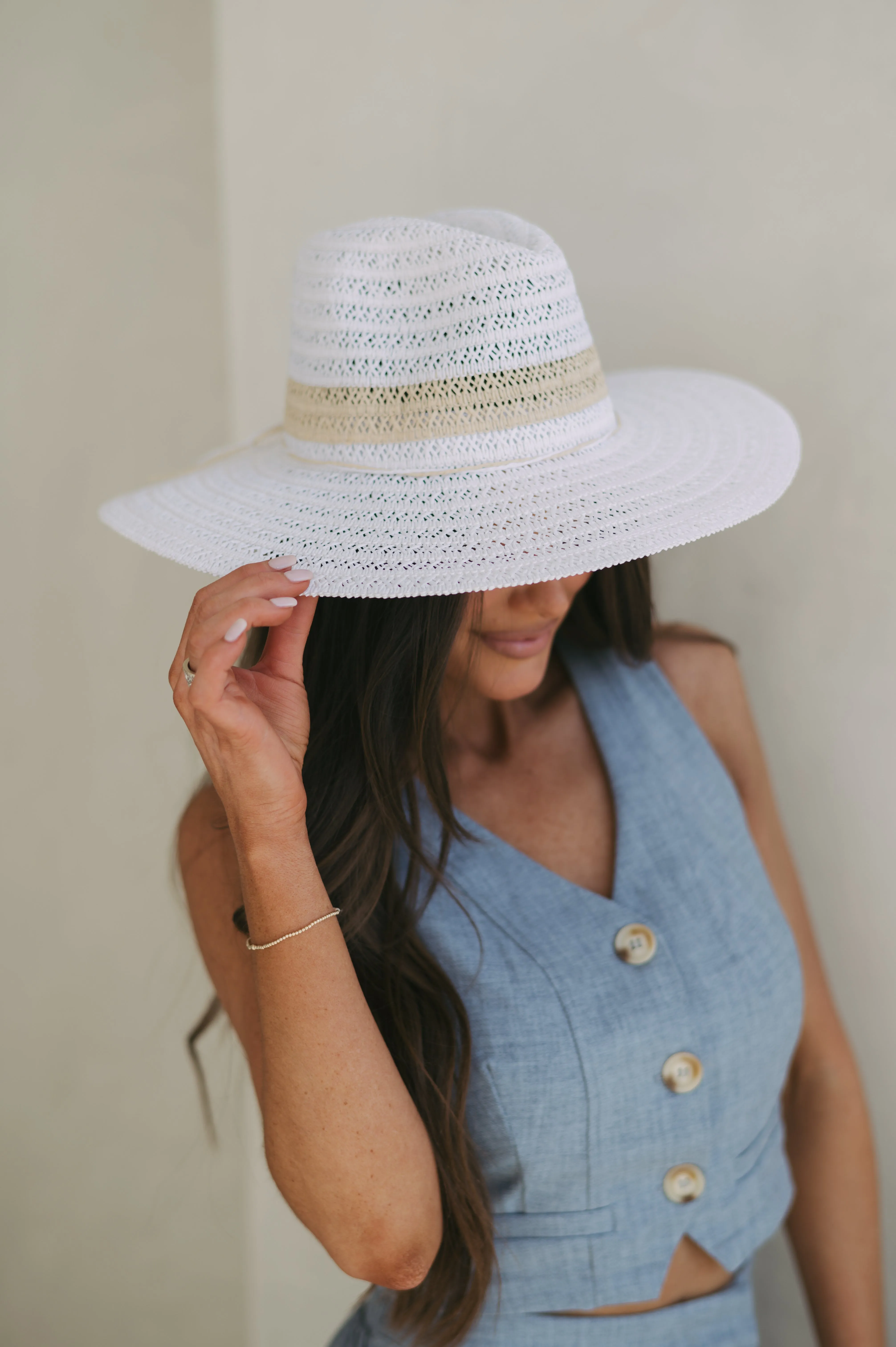 Straw Braided Sun Hat-White