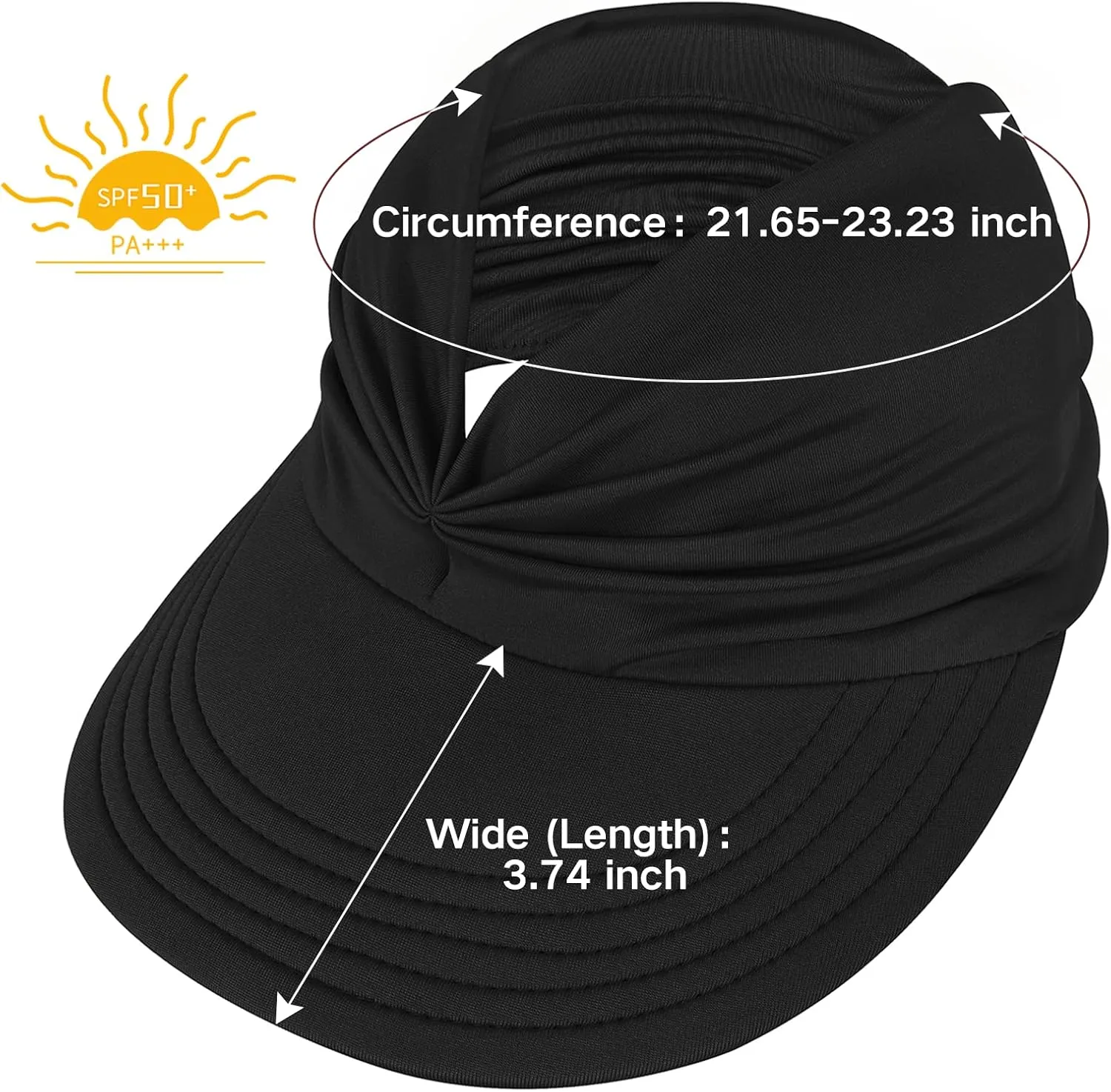 Sun Hats for Women UV Protection Sun Visor Wide Brim Summer Hats with Ponytail
