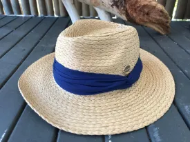 Sundaise SH397 Deborah Panama Plait Hat Cobalt Trim