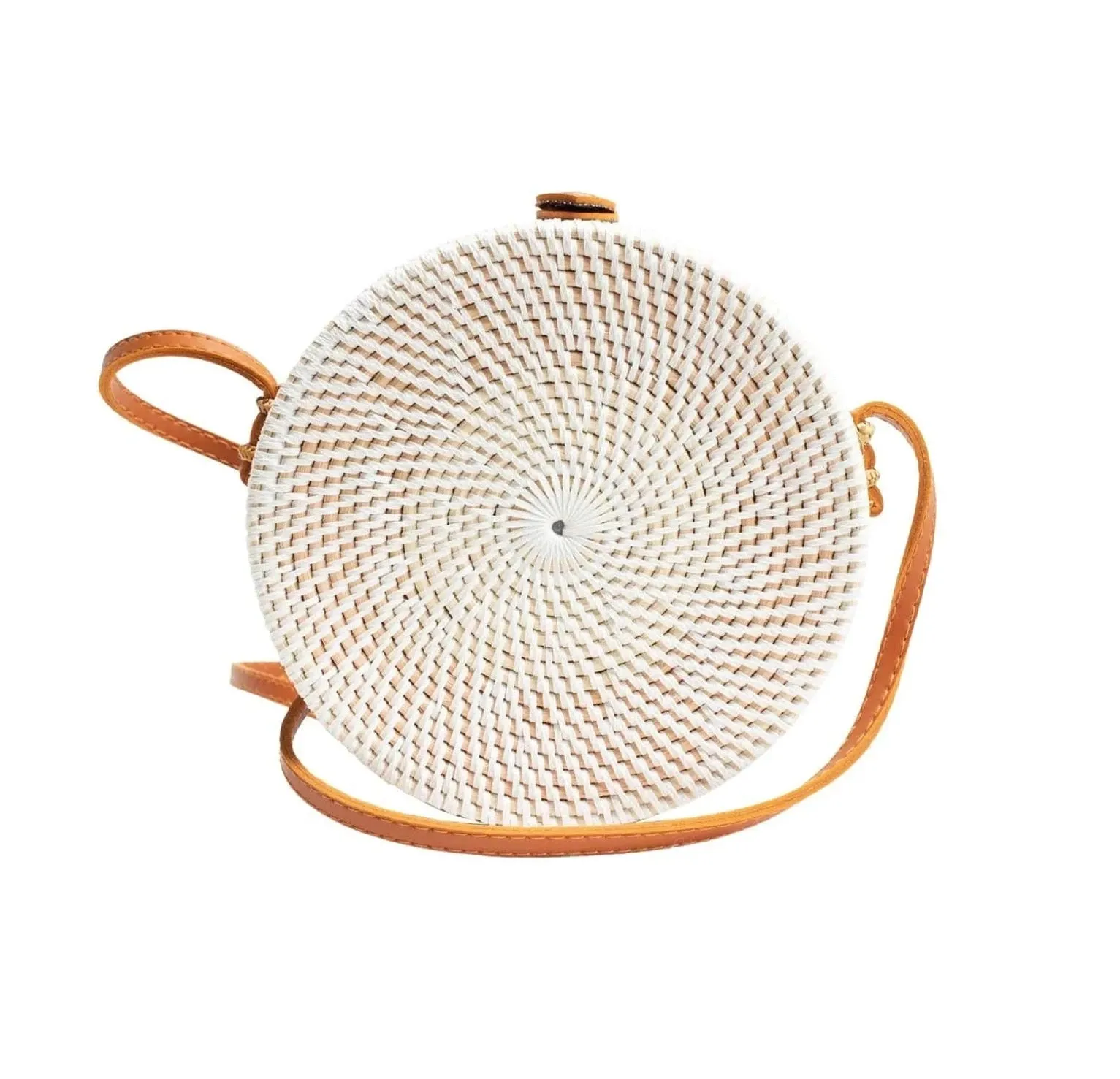 Sunny Leaf White Round Sling  Bag