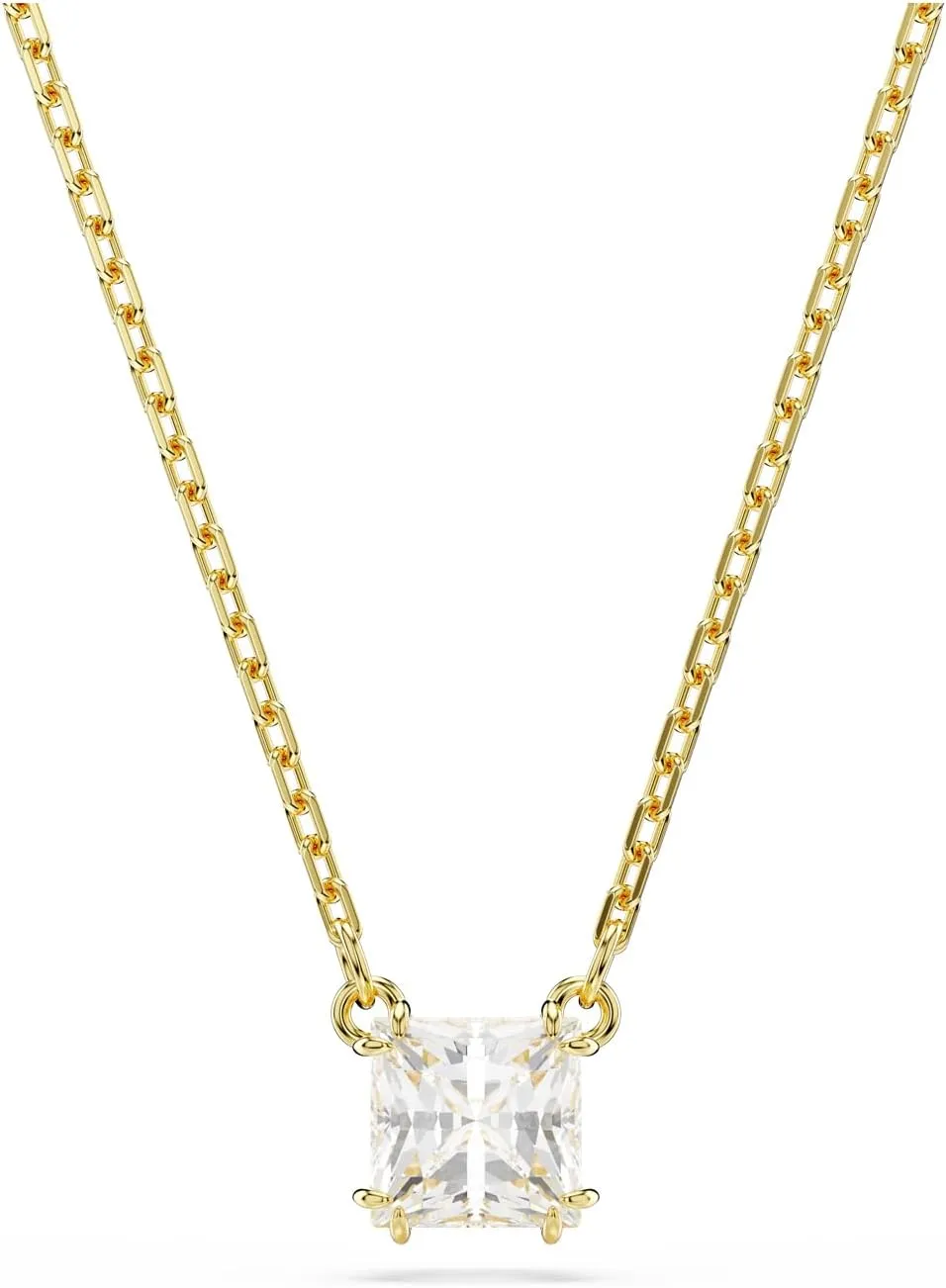 Swarovski Stilla Pendant, Square Cut, Clear, Gold-Tone Finished