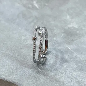 Sweet Heart Sparkling Stone Adjustable Band Ring, Elegant 