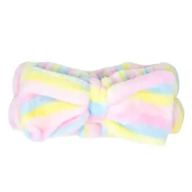 The Crme Shop Spa Teddy Headyband - Pastel Stripped, Spa Headband for Washing Face, Skincare Headbands, Soft & Fluffy Headbands for Women (Pack of 1)